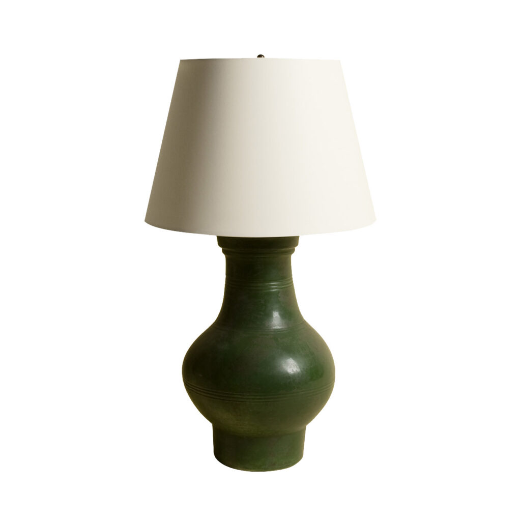 Chinese Ceramic Jar Lamp Green Rose Tarlow